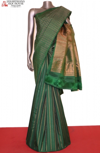 Designer Copper Silver Kanjeevaram Silk Saree